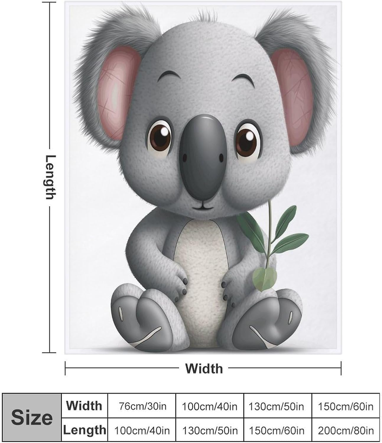 Cartoon Koala Throw Blanket for Couch Super Soft Warm Lightweight Throw Blankets Cozy Flannel Bed Blanket Cute Decorative Blankets for All Seasons Home Decor Gift 60"*80"（150 * 200cm）