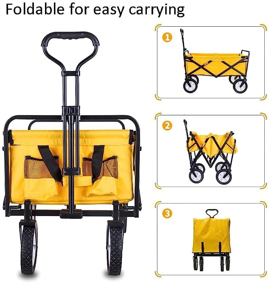Trolleys, Folding Garden Trolley Cart Heavy Duty Wagon Multi-Function Shopping Cart for Outdoor Camping Beach Supermarket with 4 Wheels, Load：80Kg/Blue