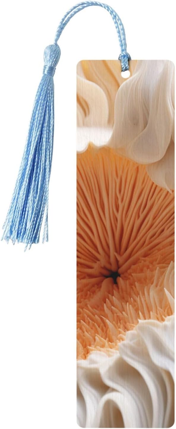 Inside of Mushroom Bookmarks Gifts for Women Men, Wooden Bookmarks for Book Lovers, Vintage Book Marks Ornaments with Tassel, Unique Personalized Reading Page Markers Sky Blue
