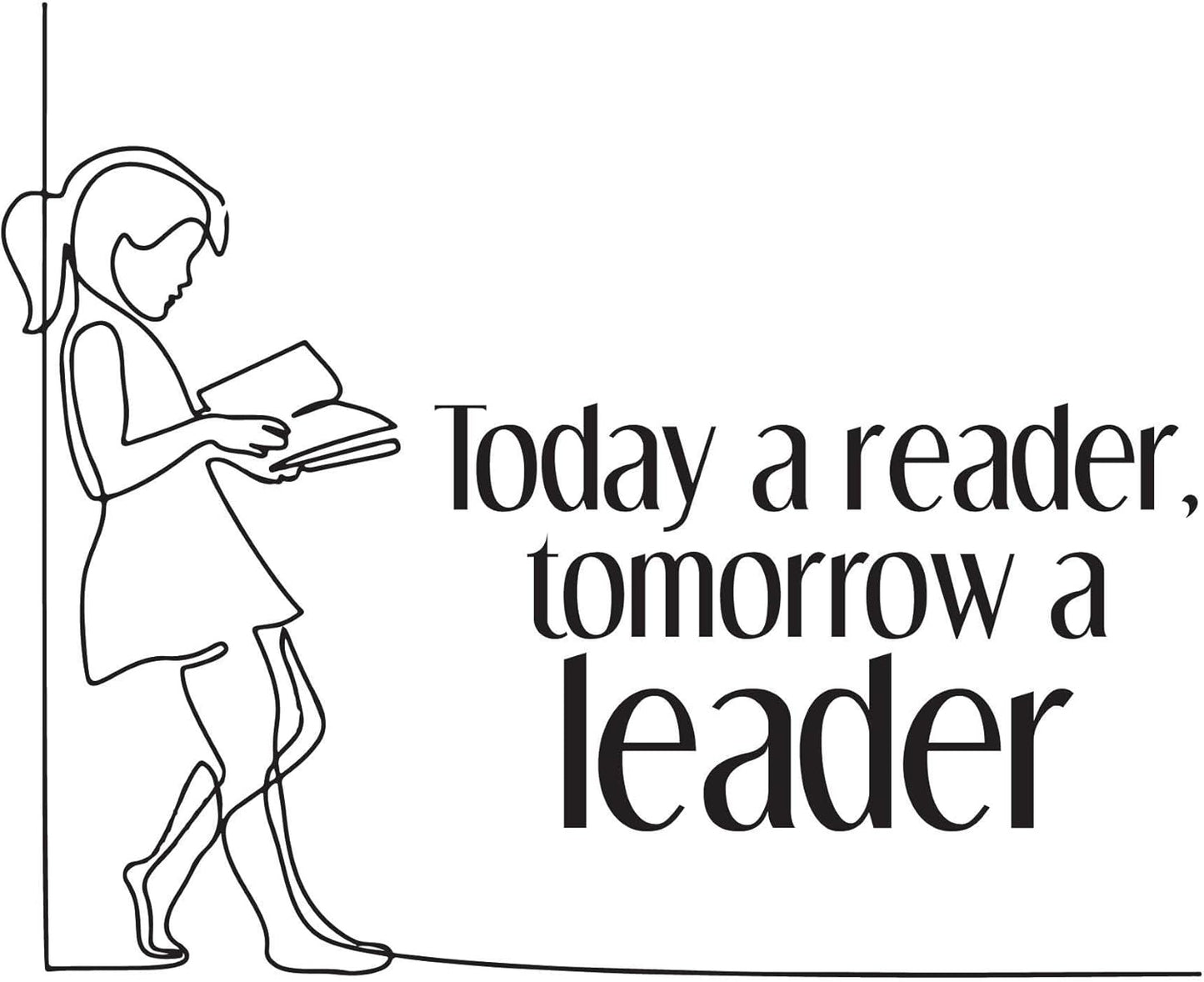 Girls Today a Reader Tomorrow A Leader Educational Quote Wall Decal Decoration Girl Reading Silhouette Book Lovers Quotes Bookish Lasts Years and Easily Removable - Size: 30 in(W) x 24 in(H)
