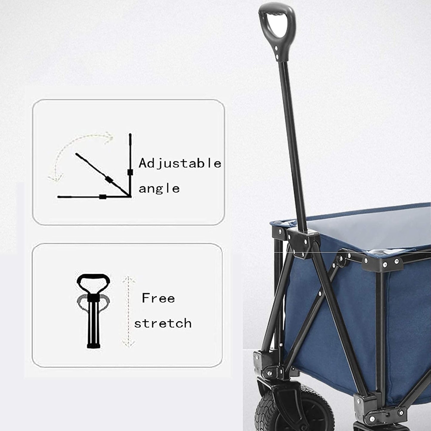 Shopping Cart,Collapsible Folding Outdoor Utility Wagon,Heavy Duty Garden Cart,Adjustable Handl-Shopping Beach Outdoors,Brown(Navy Blue)(Wine Red)/Wine Red