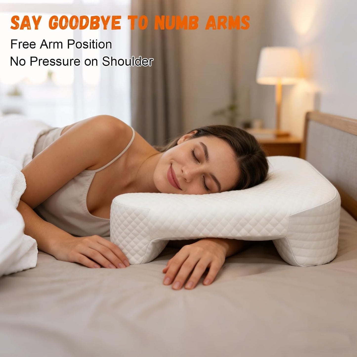 Side Sleeper Pillow with Arm Hole, Ergonomic Memory Foam Arm Pillow for Shoulder Comfort, Side Sleeping Support for Neck and Back, Removable Washable Cover, for Side and Back Sleepers