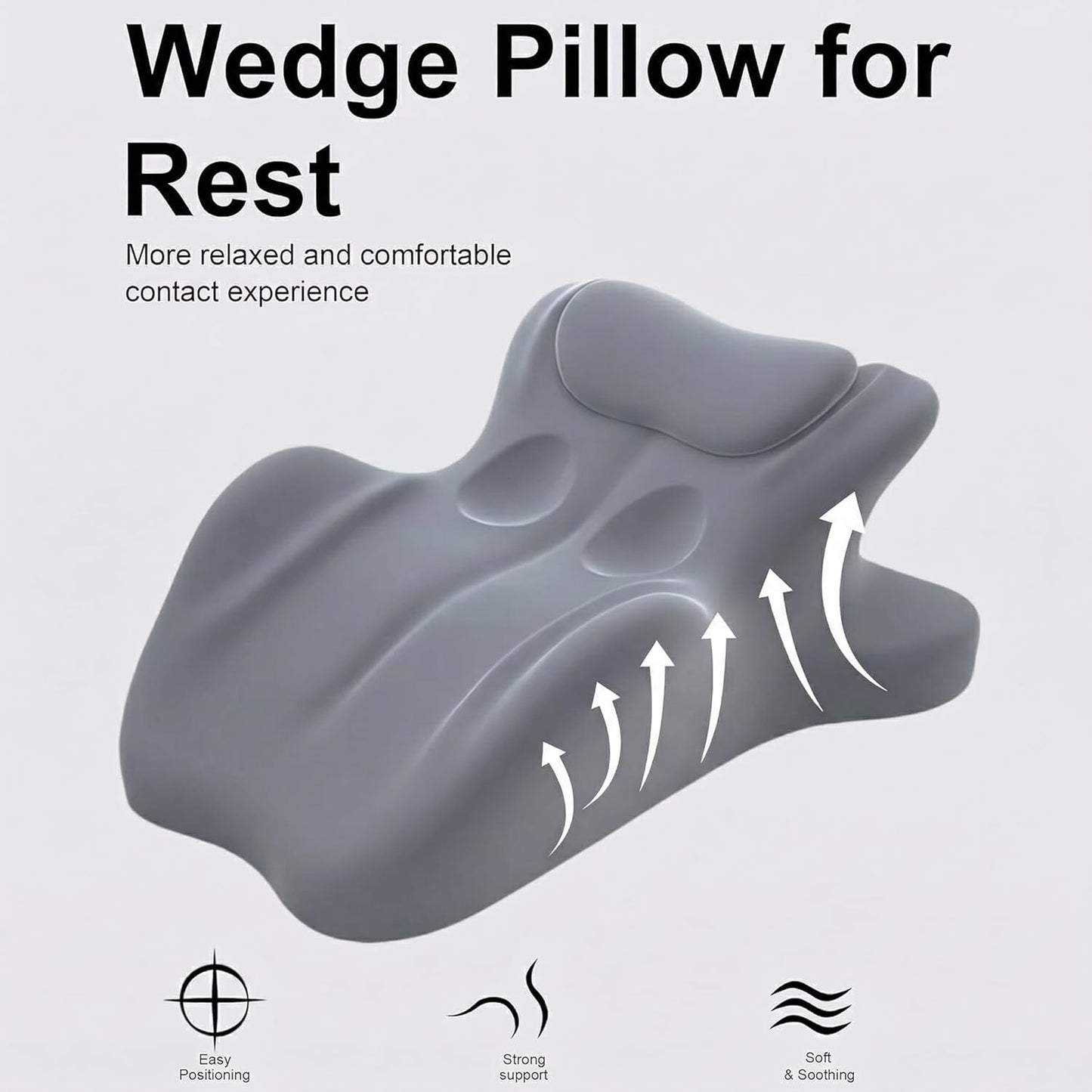 Contoured Support Ergonomic, Memory Foam Wedge Pillow, 27° Angled Support for Waist and Neck, Multi-Position Support Pillow (Grey)