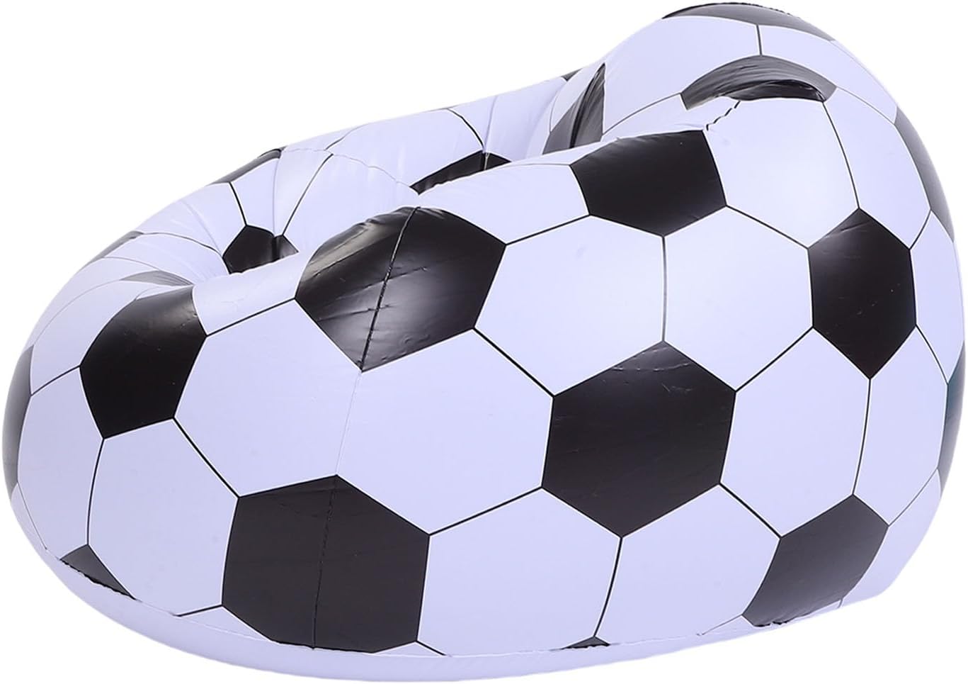 ZJchao Inflatable Soccer Ball Chair, PVC Wearproof Comfortable Portable Blow Up Sofa, Unique Black White Design, with Pump Needle, for Living Room Bedroom Balcony Outdoor Travel