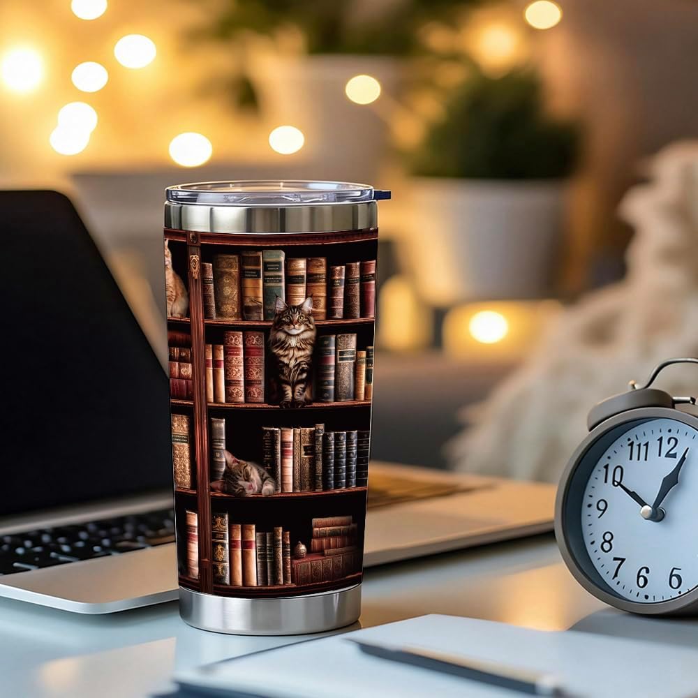 Book Lovers Gifts for Women Librarian Book Lovers Reader - Funny Cat Reading Club Gifts, Bookish Gift for Readers, Reading Accessories Present for Christmas Birthday White Elephant