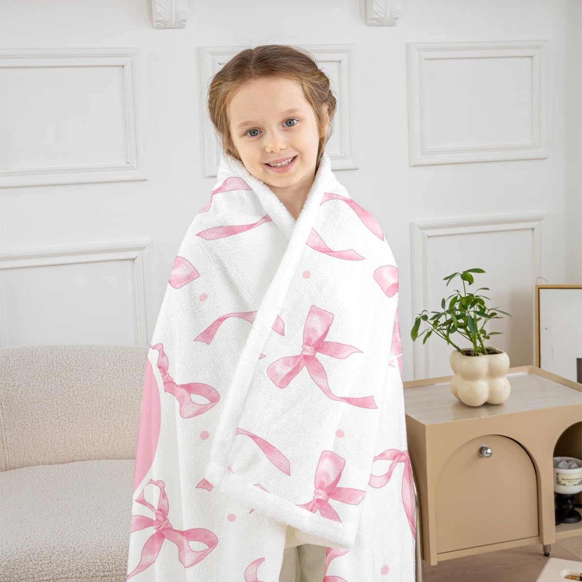 Erosebridal Cute Pink Bow Blankets for Girls Kids,Initial Letter O Blanket Throw,Pink Coquette Bow Knot Fleece Blanket 30"x40",Personalized Monogram Bows Sherpa Fuzzy Throw for Bed Couch Sofa