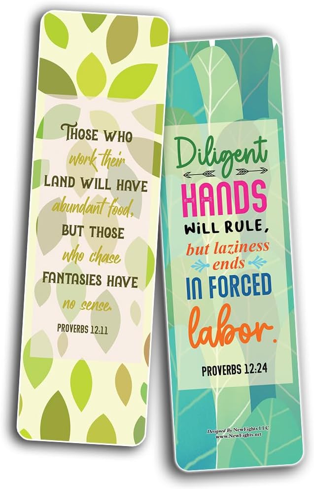 NewEights Bible Verses About Work That Motivate and Uplift You Bookmarks (12-Pack) - Daily Motivational Card Set – Collection Set Book Page Clippers – Ideal for Church Gifts for Boys Girls