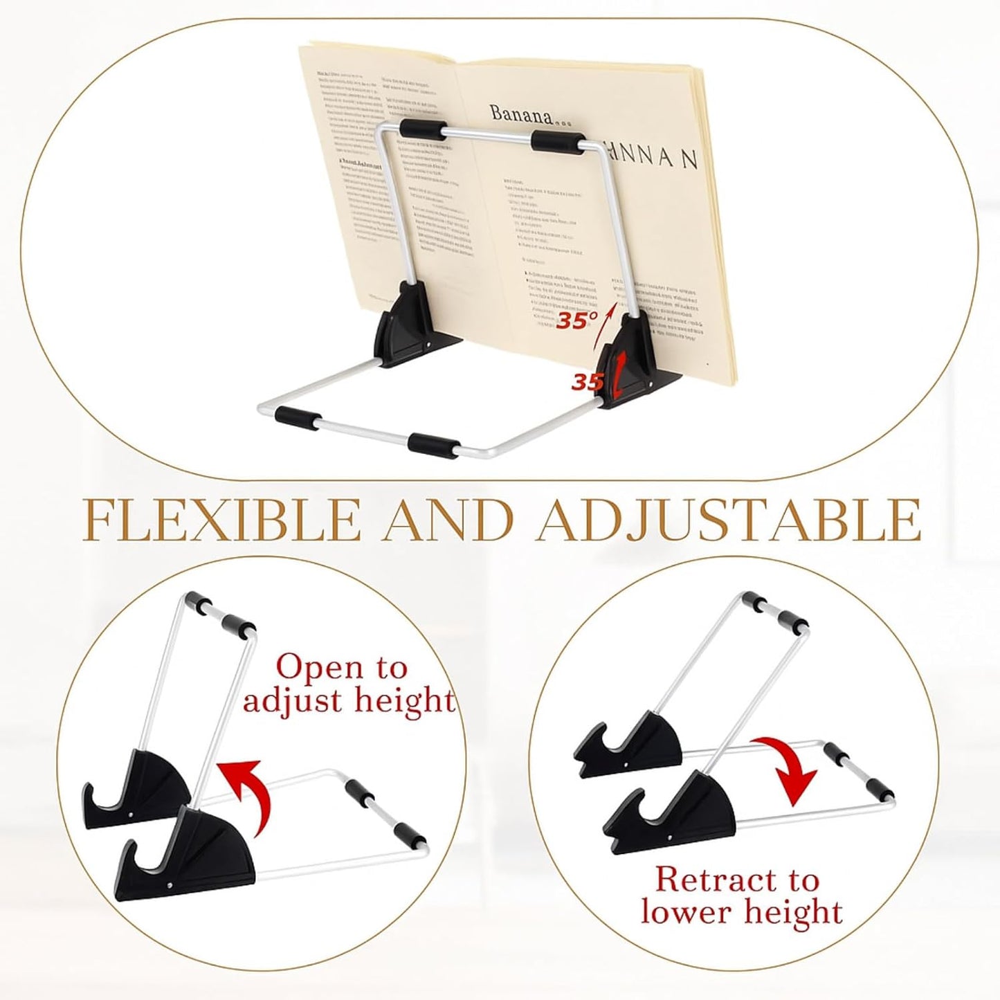 Blulu 12 Pack Adjustable Metal Easel Book Display Stand with Non-Slip 6.5 x 6.1 Plate Stands for Display Portable Tablet Holder for Picture Frame Laptop Phone Frames Photos Magazine