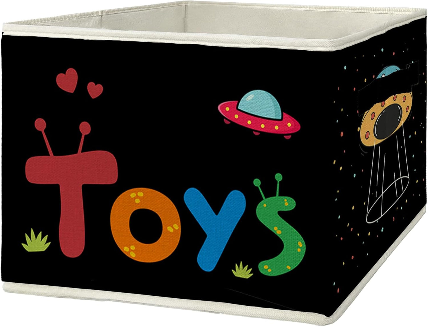 Space Nursery Storage Bins & Boxes with Handles, Outer Space Foldable Basket for Organizing, Galaxy Collapsible Storage Basket for Kids Boys Nursery Room Bedroom Playroom Clothes Toys Books