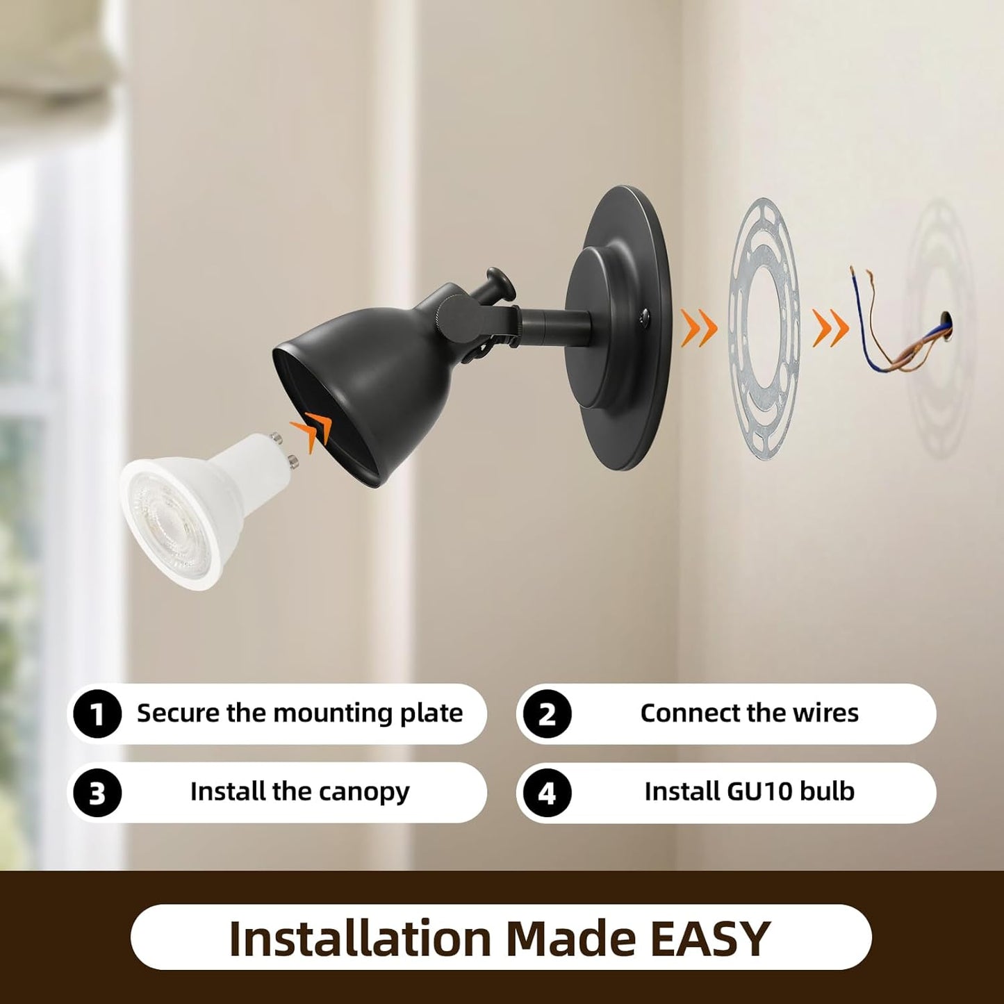 Black Small Wall Sconce Hardwired Single - Brass Matte Dimmable Indoor Bell Light Fixture for Bathroom Vanity Bedroom Bedside Reading Hallway Living Room Kitchen Gallery Hall Picture Lamp