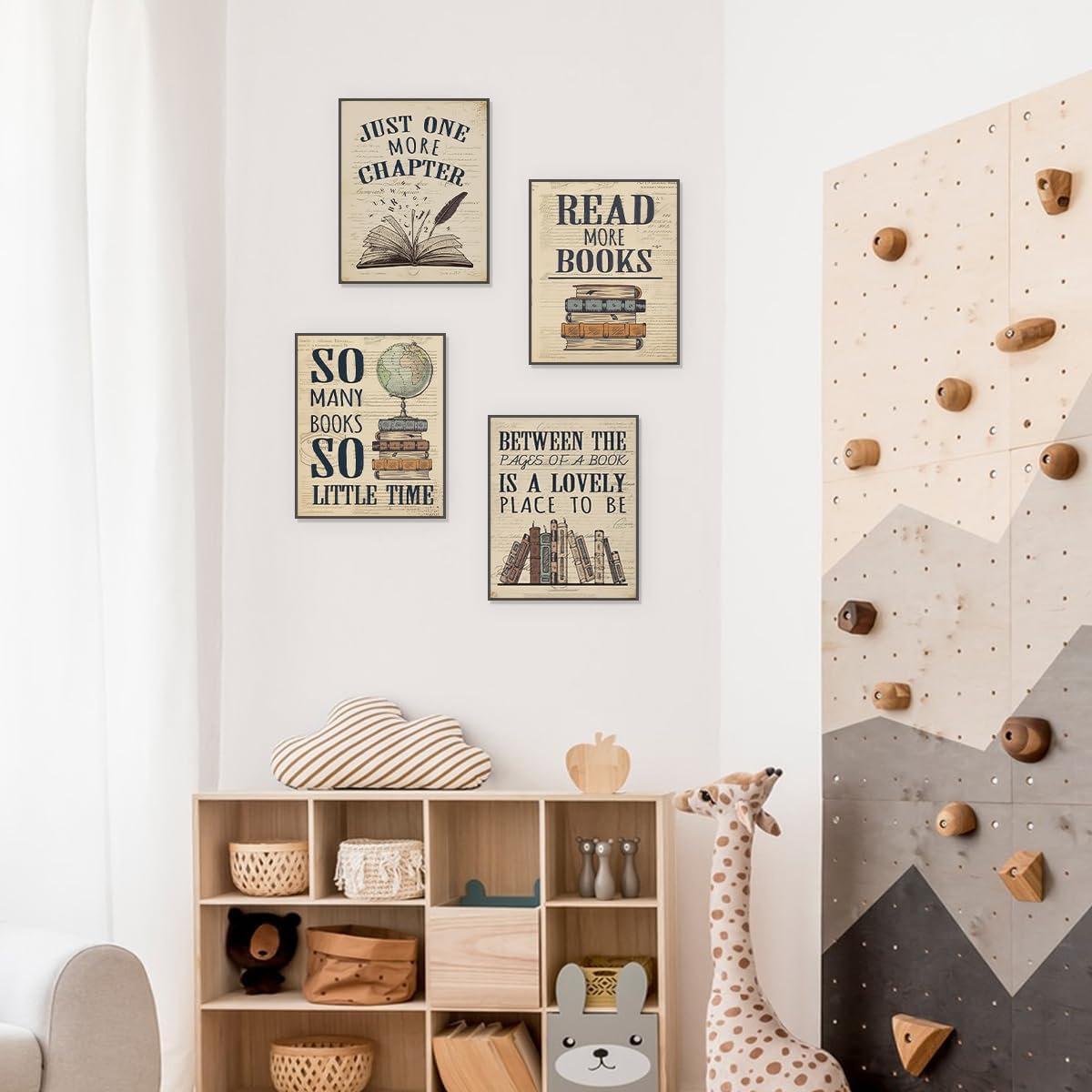 PLKMN Vintage Reading Posters for Library, Bookish Gifts, Book Club Decorations Party Decor, Vintage Book Wall Art 8x10, Wall Decor for Reading Nook High School Classroom, Set of 4 Unframed
