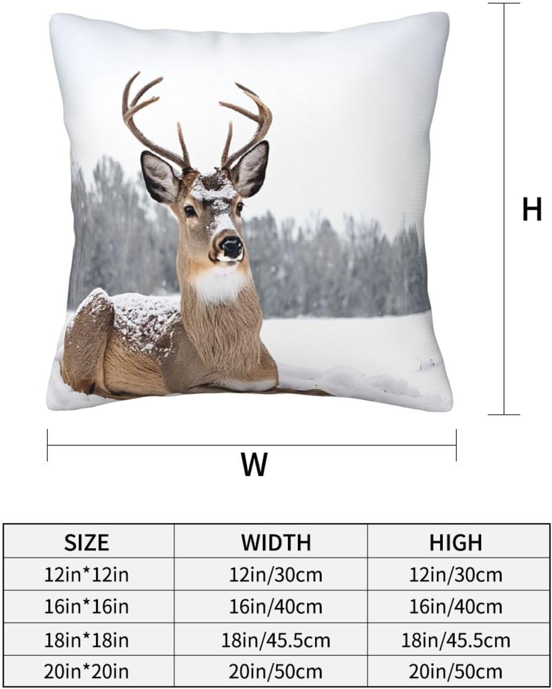 All-Season Square Pillow Covers 18"X18", Wild Deer, Decorative Throw Pillow Covers for Sofa Bed Couch, Hidden Zipper Cushion Cover, Square Lumbar & Accent Pillowcases for Home Decor