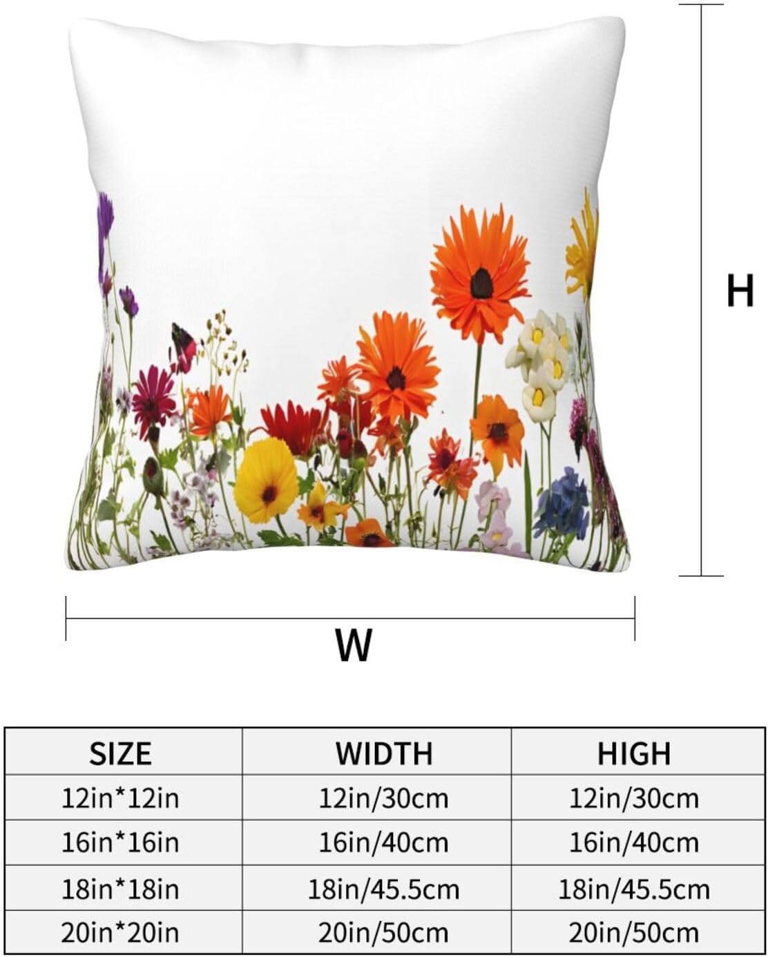 All-Season Square Pillow Covers 18"X18", Flower, Decorative Throw Pillow Covers for Sofa Bed Couch, Hidden Zipper Cushion Cover, Square Lumbar & Accent Pillowcases for Home Decor