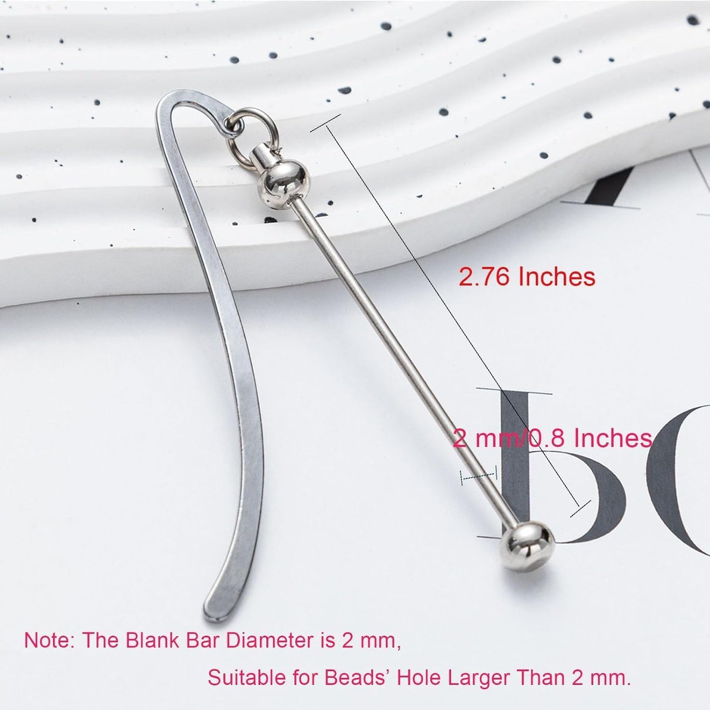 20 Packs Beadable Bookmarks with Blank Bar Bulk Metal DIY Bookmark for Beads Jewelry Pendants Charms Beading Marks Craft Book Lovers Office Supplies Silver