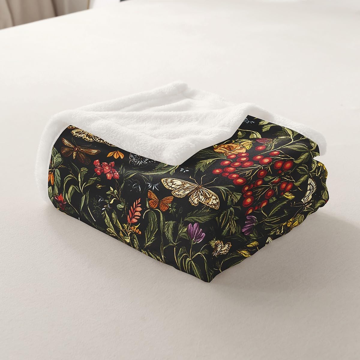 Feelyou Sugar Skull Sherpa Fleece Throw Blanket - Camo Gothic Skull Floral Plush - 40"x50" Botanic Fuzzy Blanket