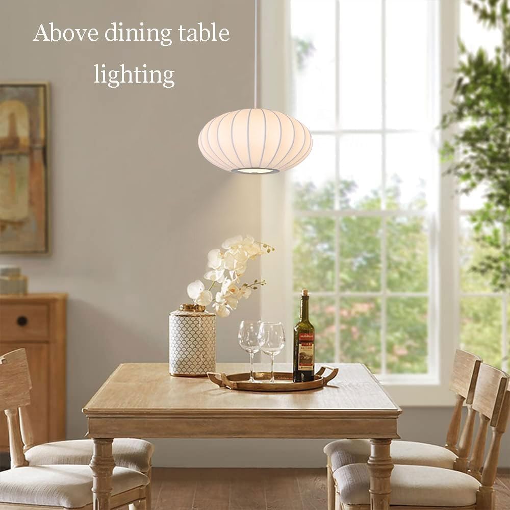 Italian Simplicity Style Silkworm Cocoon Pendant Light Post-Modern Single Head Lantern Flat Shape Silkworm Cocoon Lamp White for Caffe House Dining Room Showroom Hollow Hanging Luminaire
