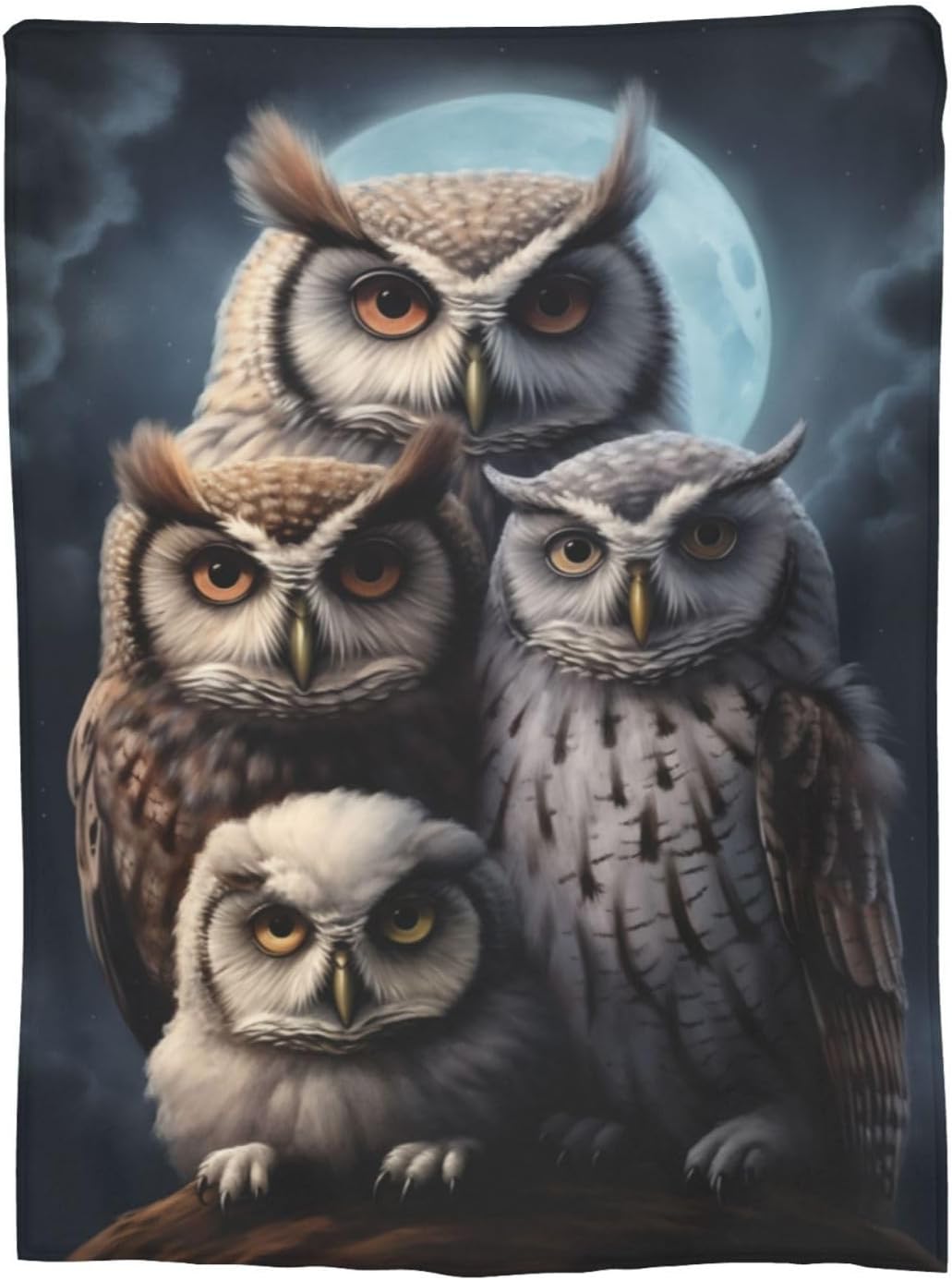 Cute Owl Blanket for Adults Kids Gifts for Owls Moon Lovers Flannel Throw Blankets Soft Comfy Lightweight for Home Decor Couch Bed Sofa 60x50 Inches