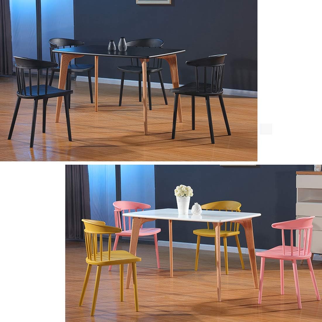 RXBFD Comfortable Chair Modern Minimalist PP Plastic Dining Chair,Nordic Fashion Comfortable Backrest Coffee Side Chair,for Living Room/Cafe/Lounge/Study Room/Dining Room/Pub Leisure Chair