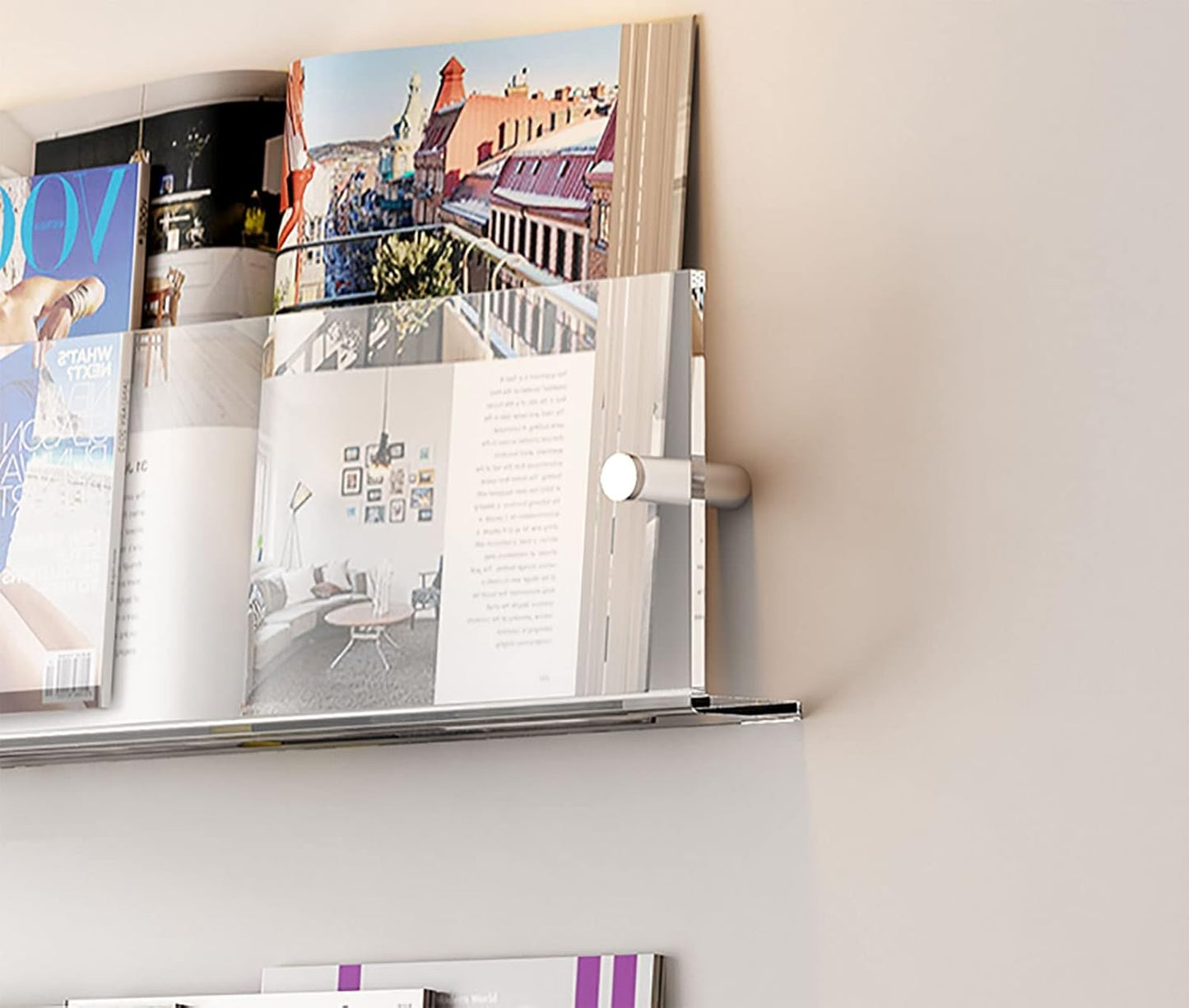 20'' Acrylic Brochure Holder Wall Mounted Floating Bookshelf Magazine Rack Adjustable Hanging Magazine Holder for Office, Waiting Room, Church, Cafe, Home Display (Color : Tran