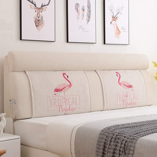 Headboard Bedside Cushion Pads Flax Large Back Sofa Pillow Multifunction Washable,3 Colors, 9 Sizes (Color : 1#, Size : No headboard-155cm)