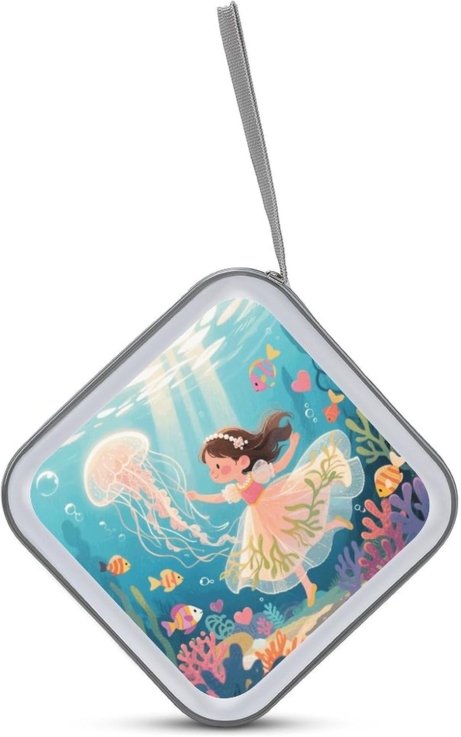 Jellyfish in The Ocean CD Case Portable Zipper CD Case 40 Capacity Hard Plastic DVD Cases Holder Large Storage Disc Wallet Bag for Car Home Travel DVD Collection Bag