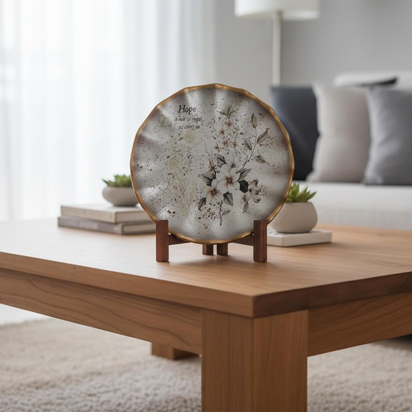 Wooden Plate Stands for Display, 7 Inch Plate Holders for Displaying, Rustic Folding Decorative Picture Frame Stand Easel Display Stand Wood Tabletop Saucer Rack for Platter, Dish, Photo, Plaque