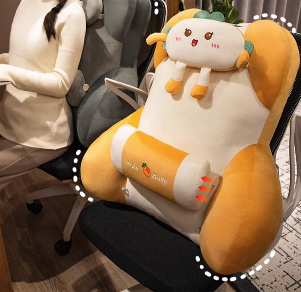 Cute Lumbar Support Pillow Cartoon Bed Backrest Pillow Washable Sofa Rest Reading Pillow Office Chair Waist Cushion (Dark Gray, 50×60cm/19.7"×23.6")