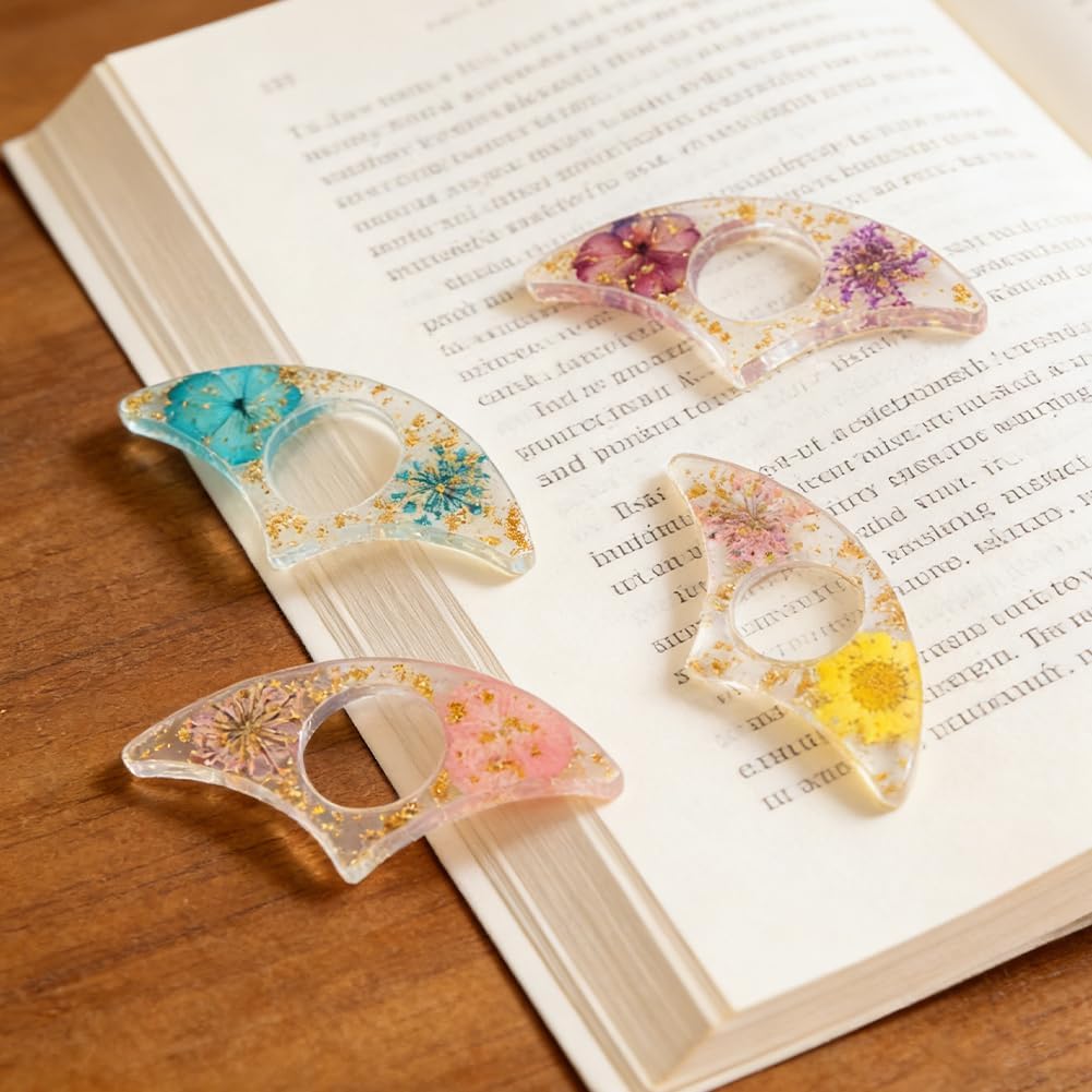 4Pcs Thumb Book Page Holder, Resin Book Finger Page Holder, Finger Ring Opener Bookmark for Easy Readin, Boo-k Accessories for Teachers Students Reading Lovers(Color:4 Color)