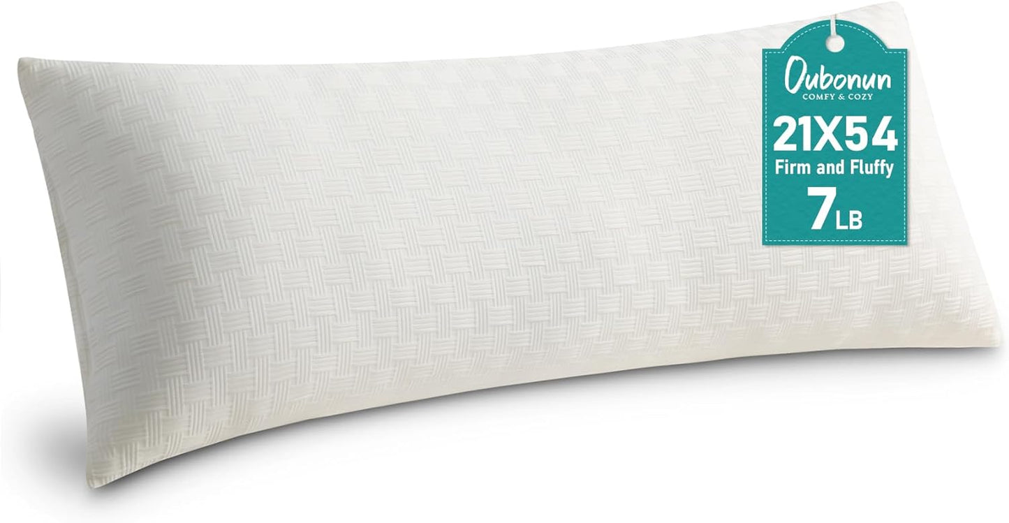 Oubonun Full Body Pillow for Adults, Soft and Fluffy Large Body Pillow for Sleeping, Premium Long Bed Pillow for Side Sleepers(21 X 54,Cream)