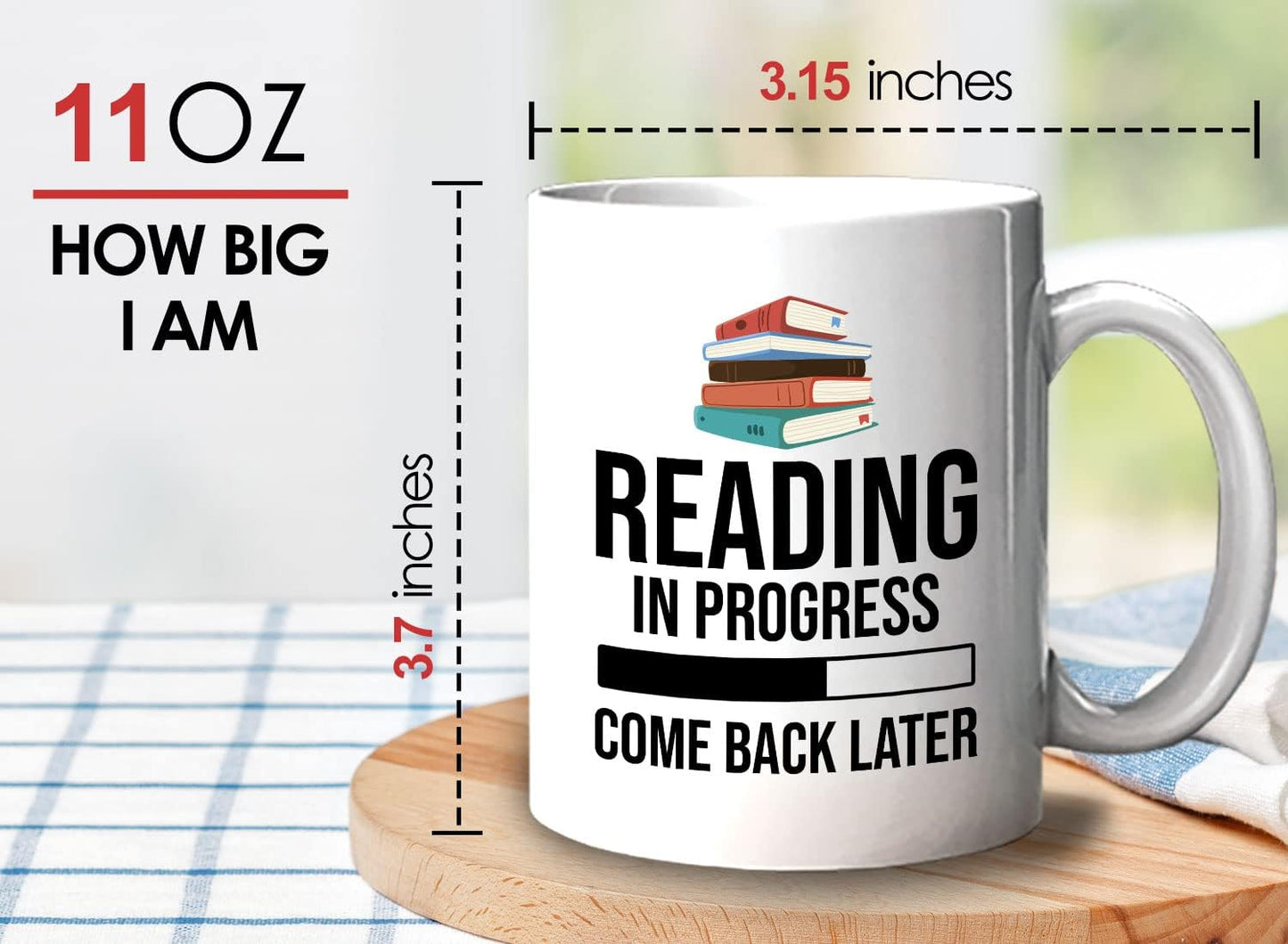 Book Lover Coffee Mug 11oz White - Reading in - Literary librarian Literature Bookworm Historian Public Library Curator Bibliophile Bibliolater