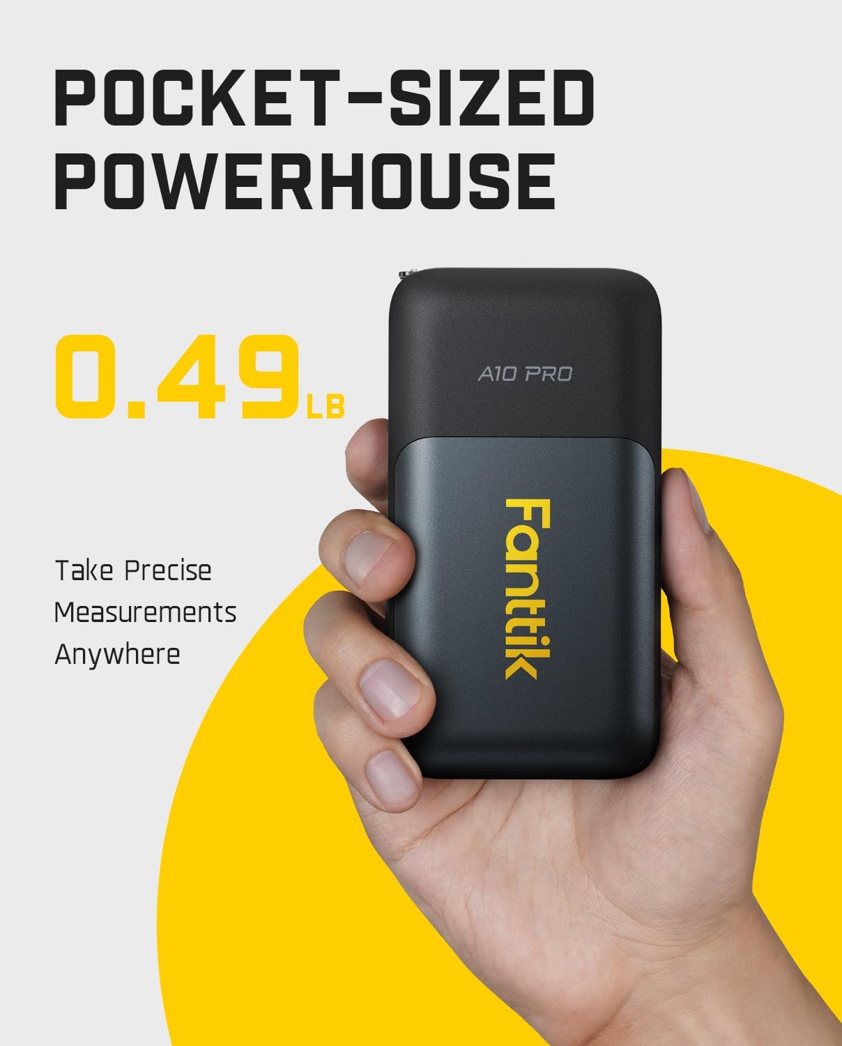 Fanttik A10 Pro 2-in-1 Digital Laser Tape Measure with HD IPS Color Display, 165Ft Rechargeable Laser Measurement Tool & 9.8Ft Measuring Tape, 6 Units Selectable, for Distance/Area/Volume