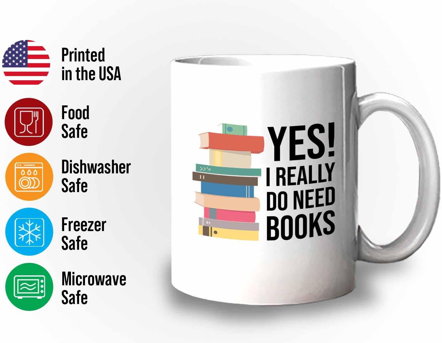 Bubble Hugs Writer Coffee Mug 11oz White - Yes I Really Do Need All These Books - Reading Book Lover for Bookworm Bibliophile Librarians Author Readers Bookish