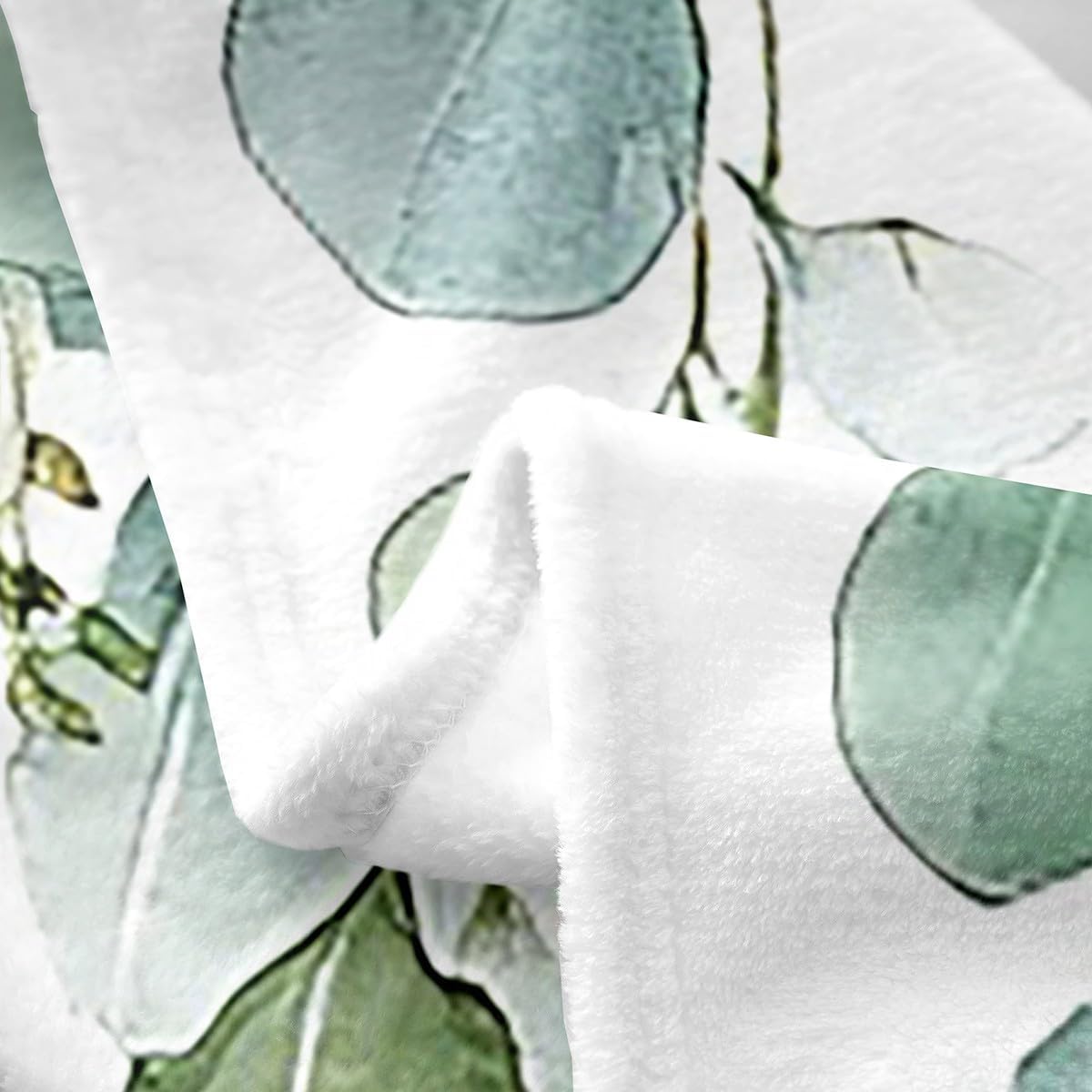 Erosebridal Minimalist Fleece Blanket,Teal Butterfly Fuzzy Blanket,Eucalyptus Floral Blanket 40X50,Green Leaves Bed Blanket for Sofa Bed Chair,Soft Warm
