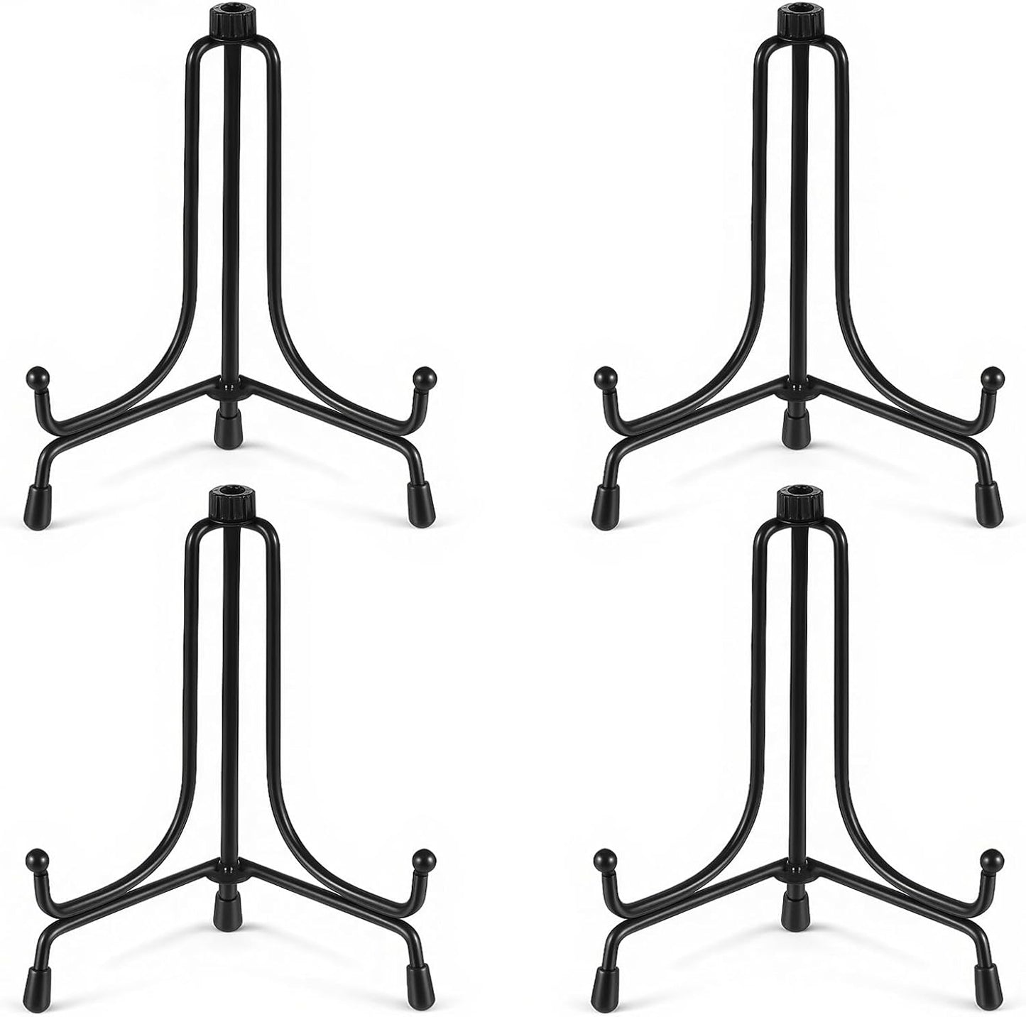 4 Pack Plate Stands For Display, 4 Inch Anti-Slip Iron Plate Display Stand Black Iron Plates Stands for Displays Upgraded Easel Displays Stand Photo Holder for Picture Frame, Decorative Plates
