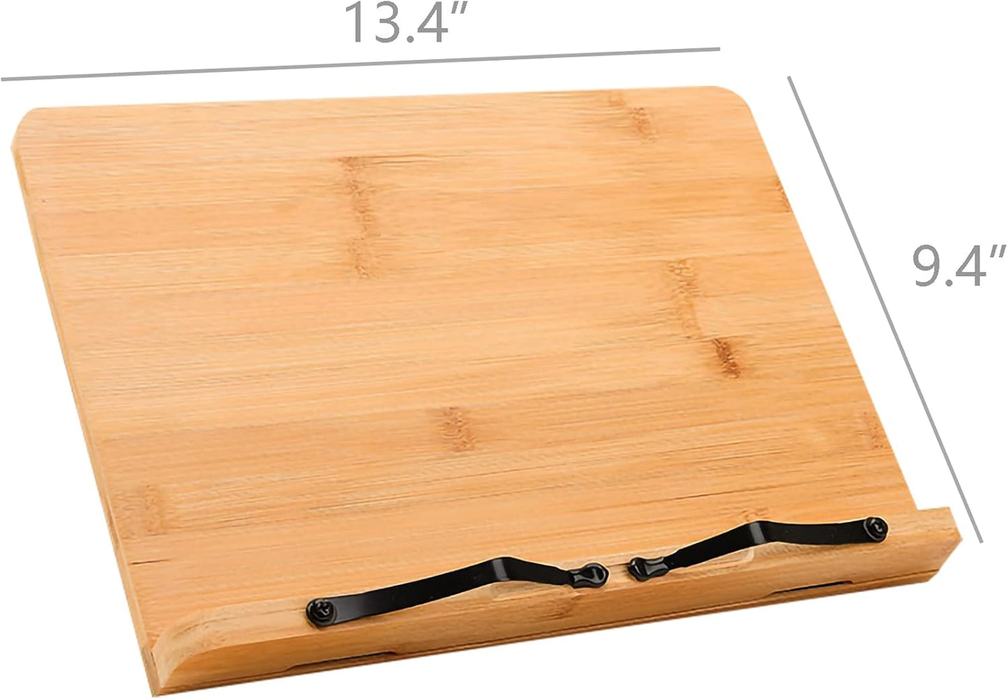 Bamboo Book Stand, Large Cookbook Holder Reading Book Holder with Adjustable Height, Foldable Wooden Cooking Bookstand for Textbook, Receipe, Music Books, Tablet (13.4" x 9.4") 15658-2D