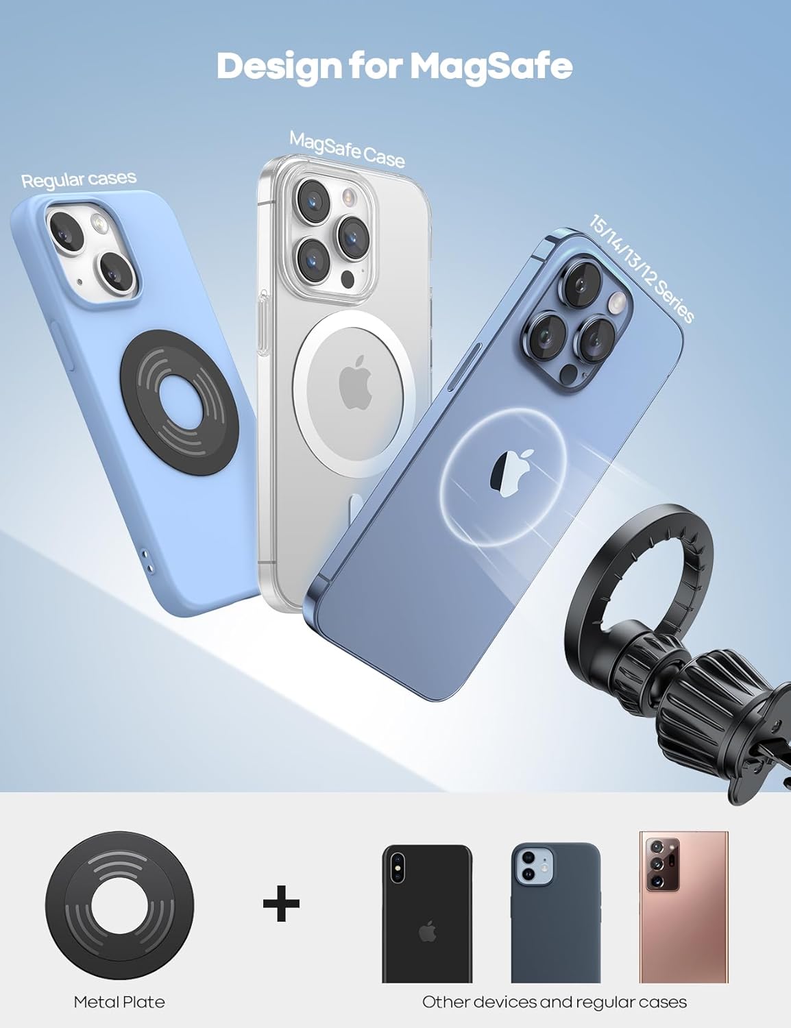 Lamicall for MagSafe Car Mount - [20 Super Magnets] Magnetic Phone Holders for Your Car, Air Vent Phone Holder Car, HandsFree Cell Phone Holder Mount Accessories for Women Men fit iPhone 17 16 Pro Max