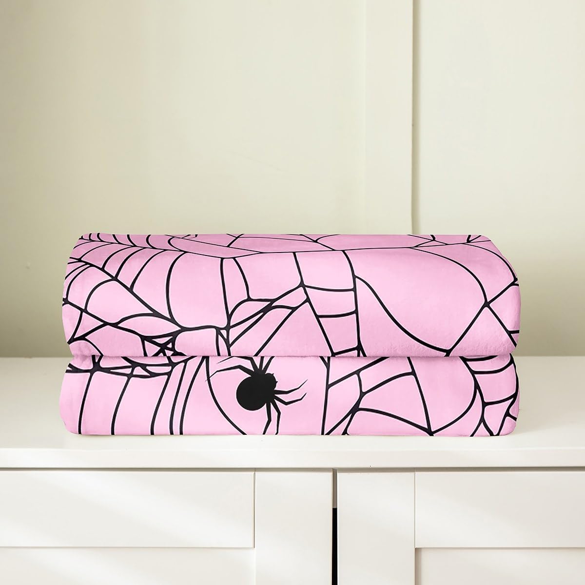 Feelyou Kids Pink Halloween Flannel Throw Blanket Baby 30"x40" Pink Spider Web Fleece Throw Blanket for Girls Teens BedHalloween Spider Plush Blanket Women Pink Black Fuzzy Blanket Baby 30"x40"