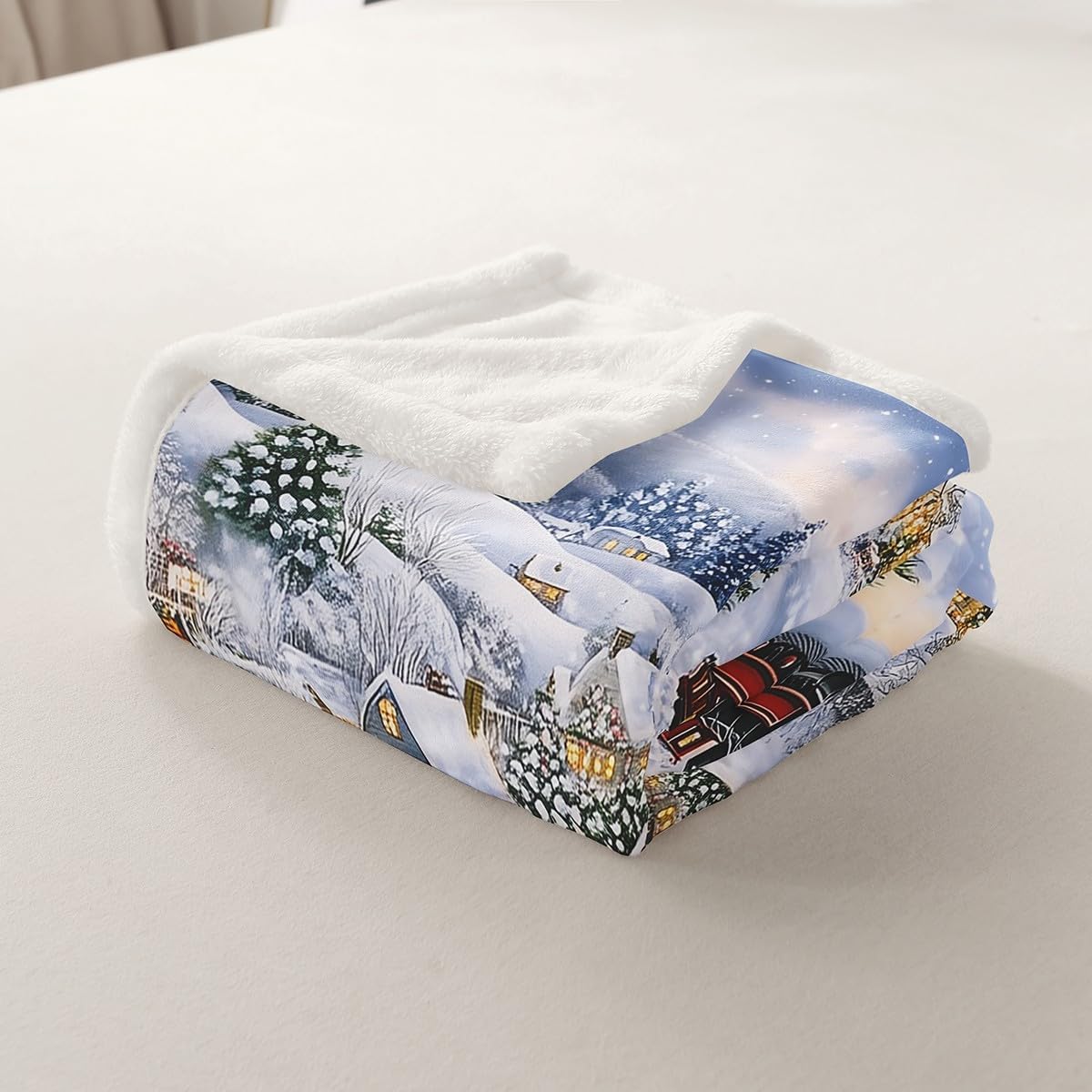 Feelyou Vintage Christmas Sherpa Throw Blanket for Couch Merry Christmas Super Soft Cozy Fleece Xmas Tree Gift Blanket for Winter, Plush Throw Throw 50"x60" All Season