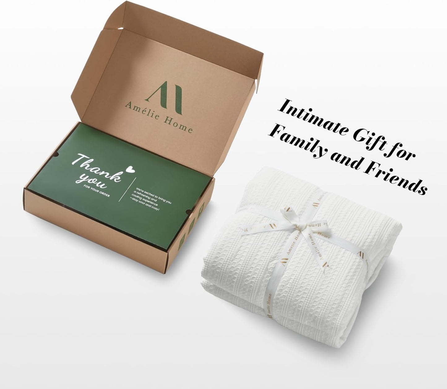 Amélie Home Waffle Cooling Comforter King Size, Q-Max 0.45 Reversible Lightweight Cooling Blanket for Hot Sleepers, Breathable Bedding for Night Sweats, 106"x90", White