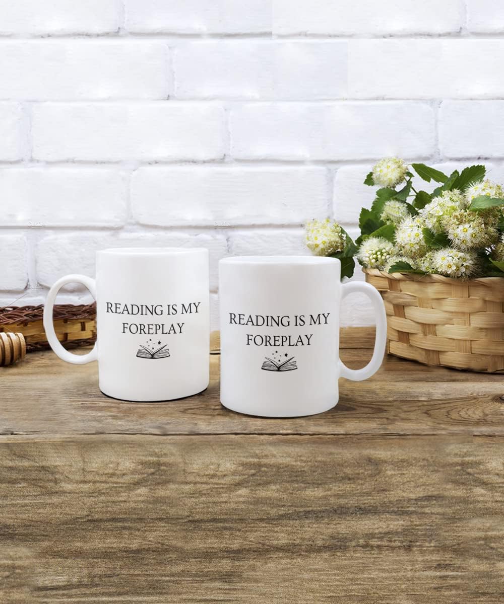 Reading is My Foreplay Coffee Mug, Gifts for Book Lover from Best Friend, Gifts for Wife, Women, Funny Gifts for Best Friend, Secret Santa, Font One
