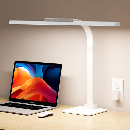 LED Desk Lamp with Base, 24W Brightness Touch Control Desk Light for Home Office, Eye-Caring Tall Adjustable Architect Lights for Reading, Drawing, Crafts, Gaming, Workbench, Study