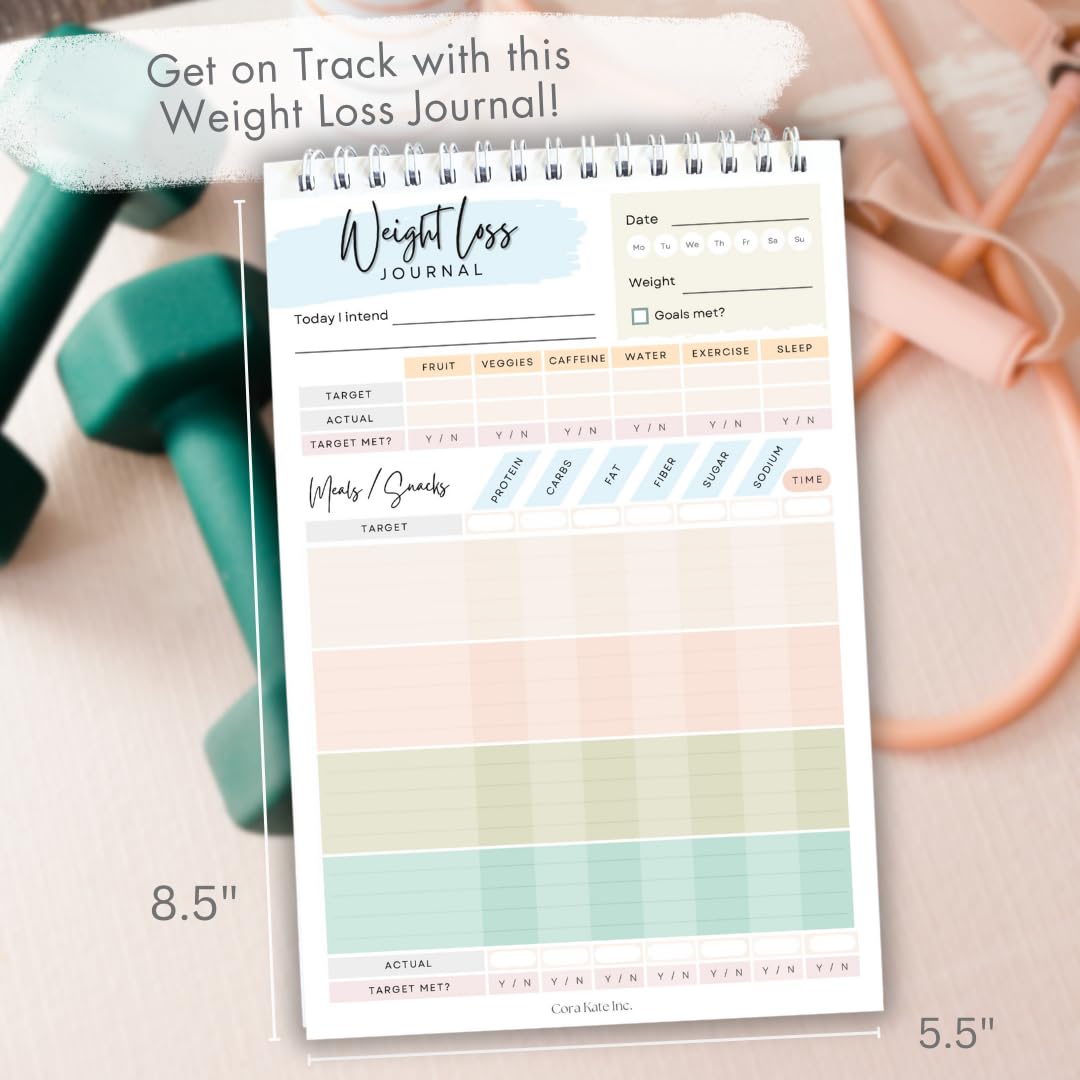 Food Journal for Women & Men – Daily Weight Loss Tracker, Fitness & Nutrition Planner, Diet Log Book for Tracking Meals, Calories, Workouts & Wellness Goals, 50 Double-Sided Pages, 5.5 x 8.5