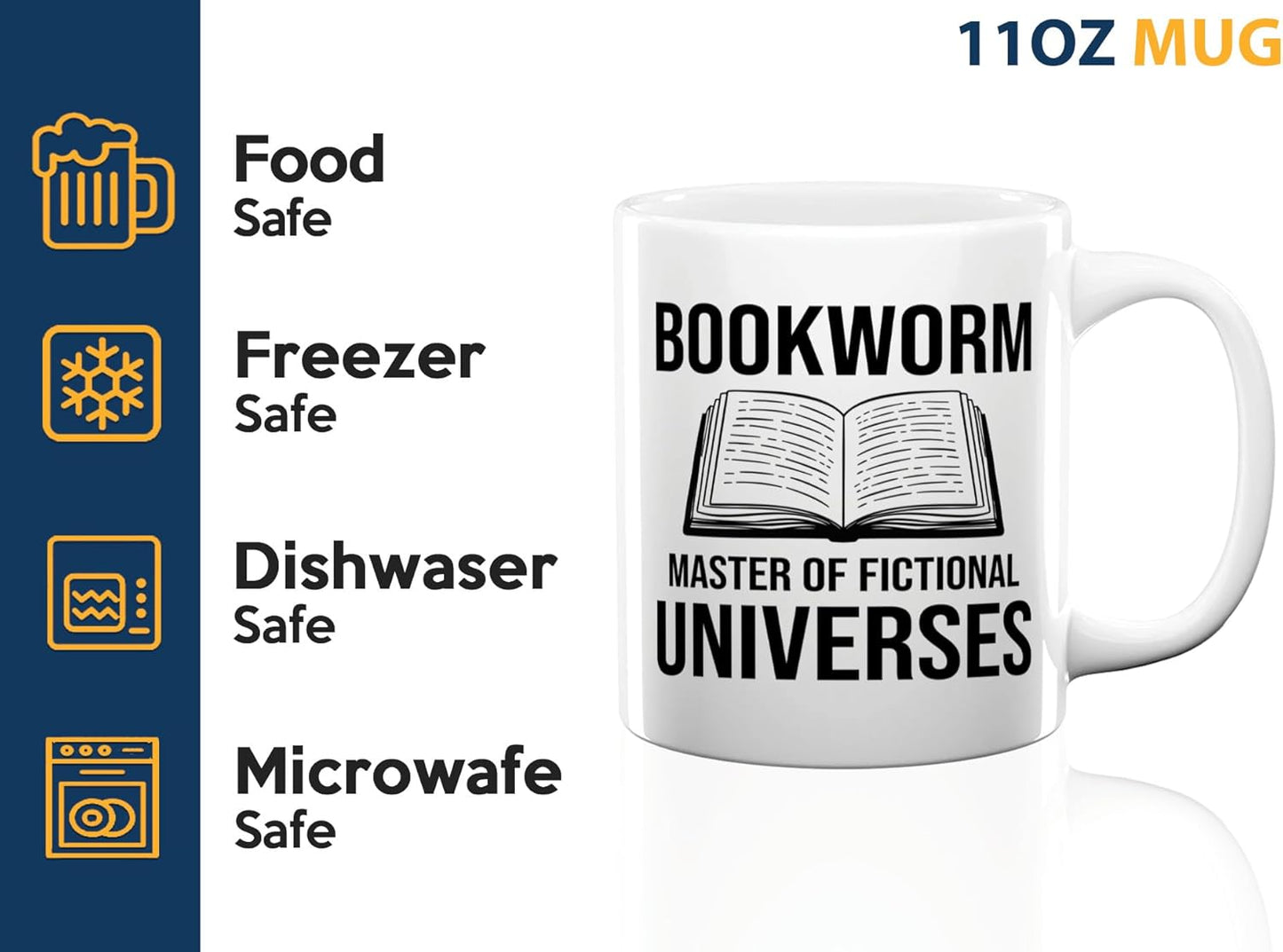 Book Lover Coffee Mug 11oz White -Bookworm Master of - Bookworm Literature Library Book Lover Reader Booked Editor Intellectual Studious