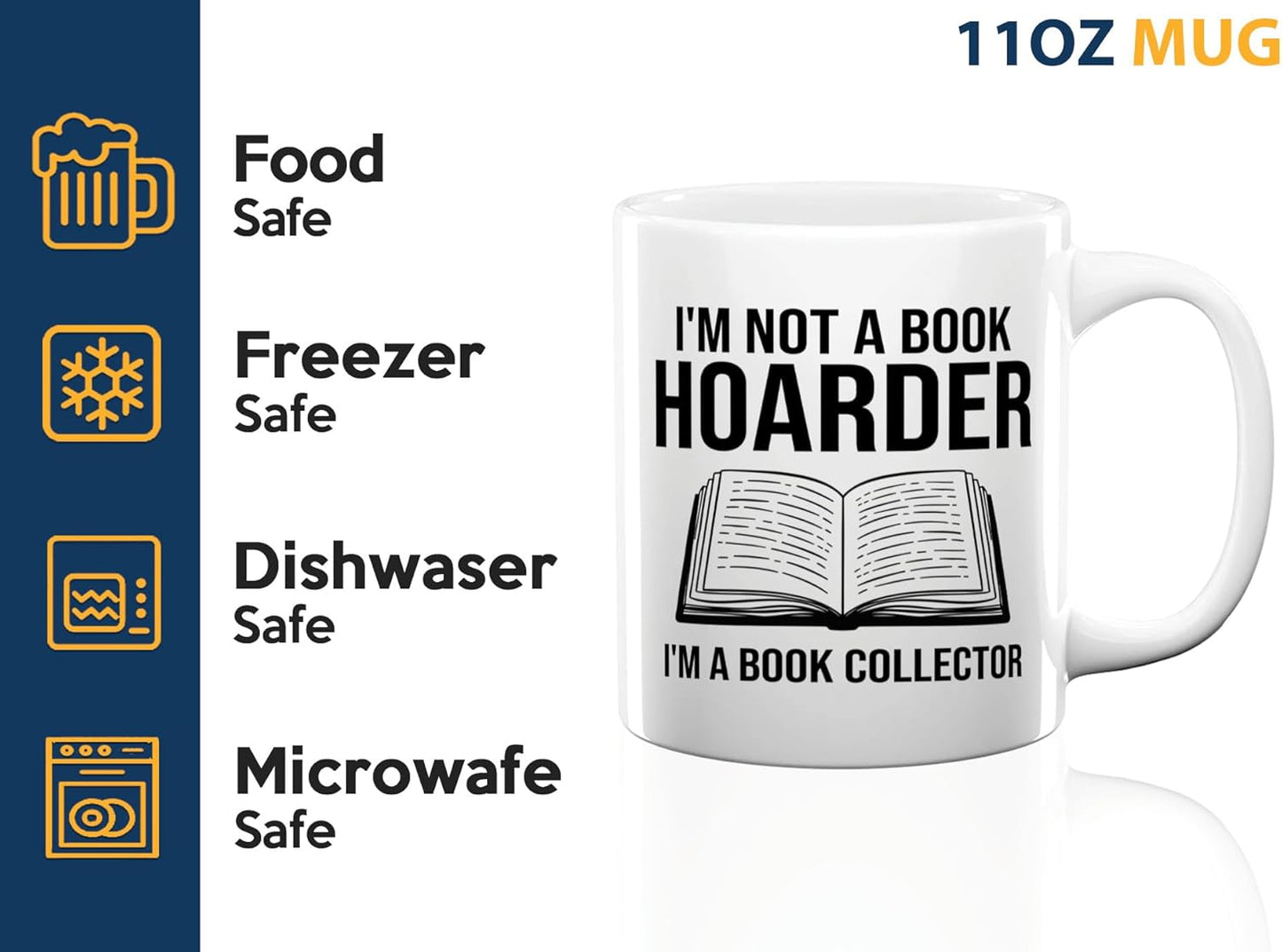 Book Lover Coffee Mug 11oz White -Im not a - Bookworm Literature Library Book Lover Reader Booked Editor Intellectual Studious
