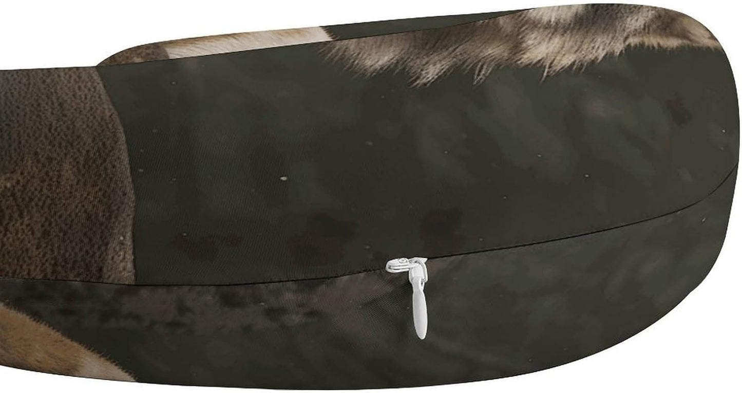 Gray Wolf Neck Pillow Memory Foam U Shaped Pillows Portable Pillows for Shoulder Travel Head Support Pillow with Concealed Zipper for Airplane Car Home Office