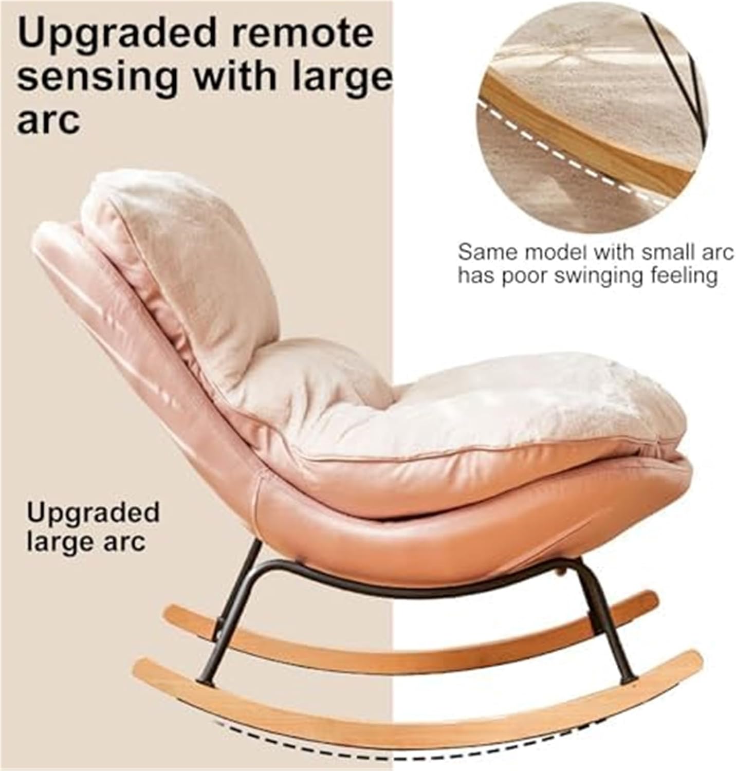Cozy Pink Indoor Rocking Chair with Footrest - Modern Armchair for Living Room & Bedroom - Perfect Reading Chair for Ultimate Comfort & Relaxation