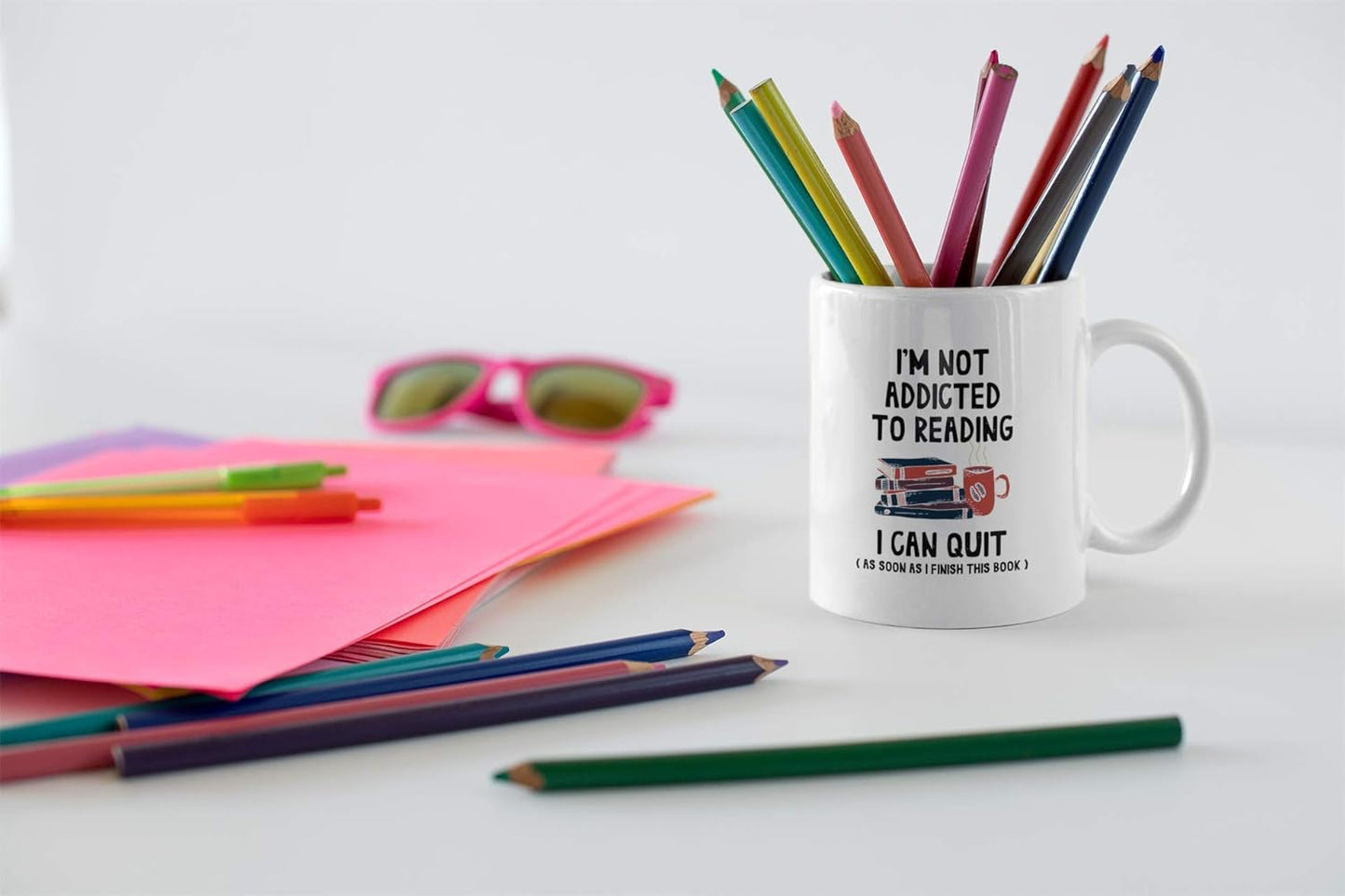 Casitika Funny Book Reading Gifts. I'm Not Addicted To Reading I Can Quit 11 oz Librarian/Bookworm Coffee Mug. Birthday Present Idea for Readers and Literature Lovers.
