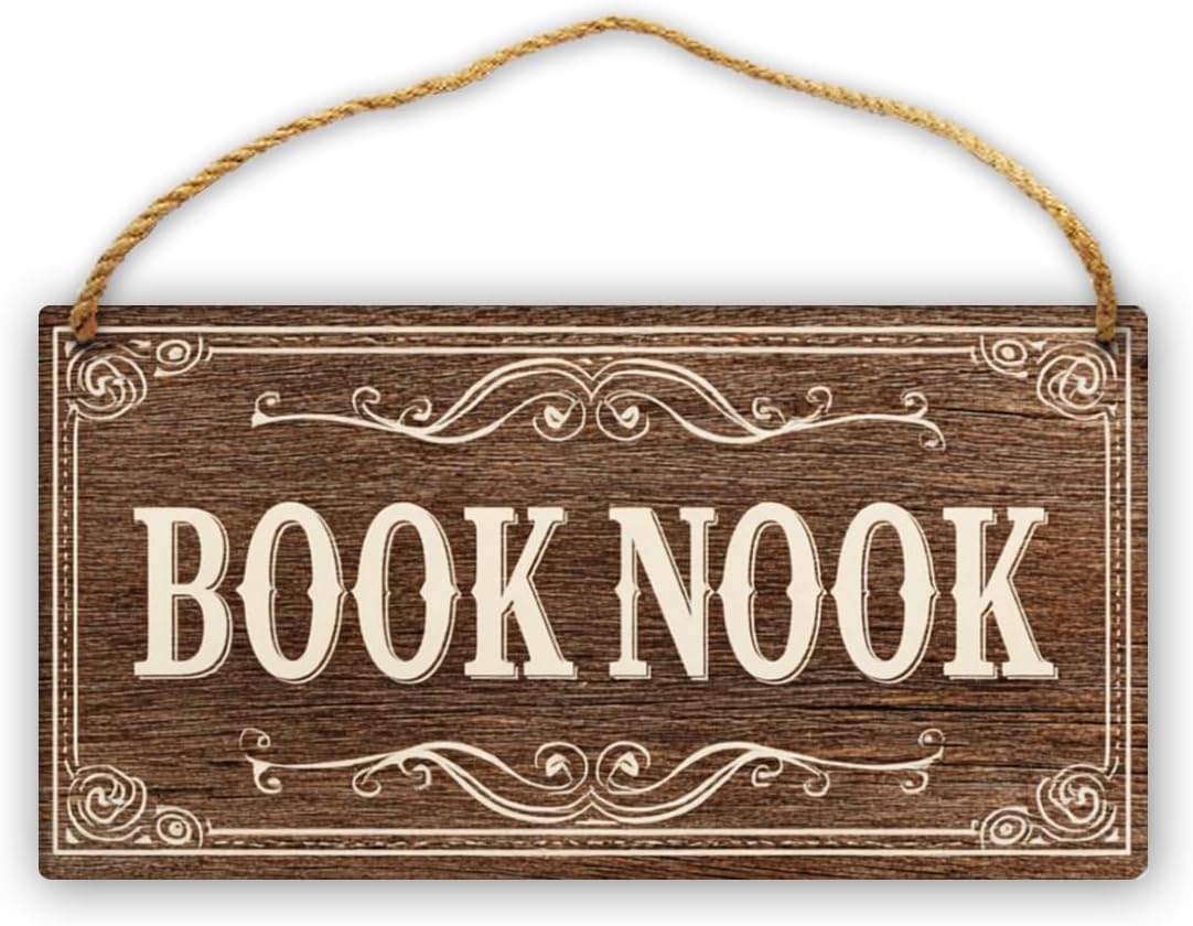 Book Nook Sign Reading Room Decor Little Library Wood Sign Bookshelf Decor Bookish Gifts Book Party Decorations Reading Offic Wall Art 10 X 5 Inch