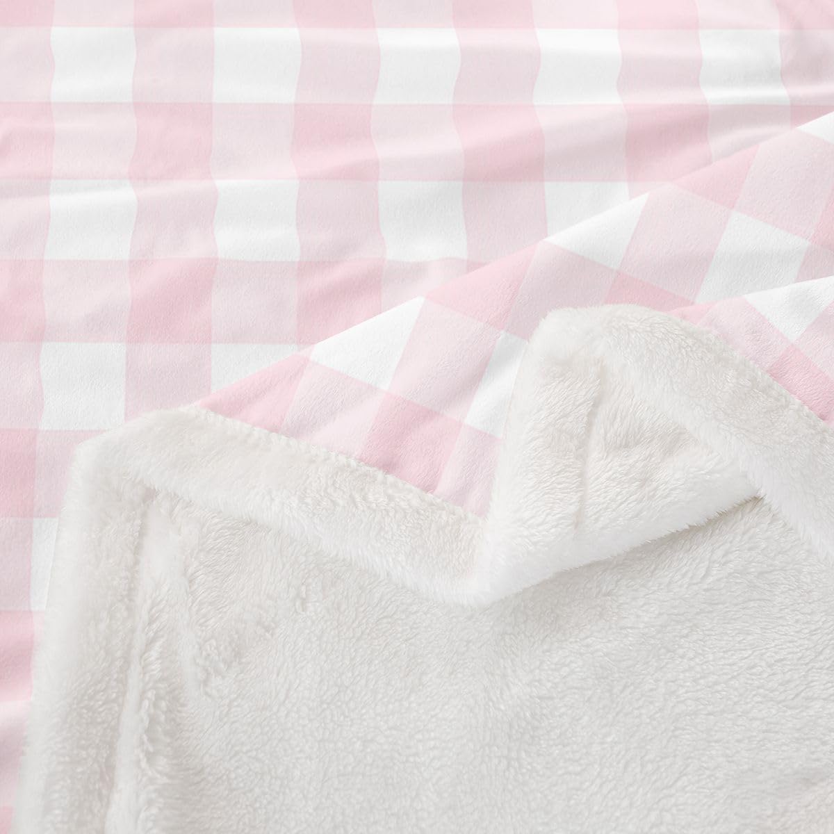 Feelyou Pink Plaid Throw Blanket Buffalo Check Soft Fleece Sherpa Cozy Fuzzy Plush Warm Colorful Grid Fuzzy Plush Throw Twin 60"x80" for Bed Couch Living Room