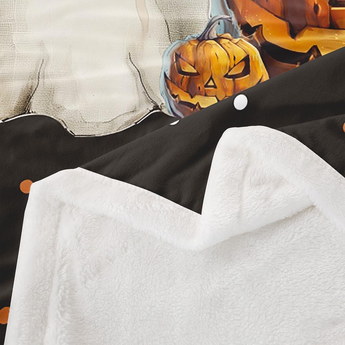 Manfei Cute Ghost Throw Blanket Pumpkin Lantern Cat Print Bed Blanket for Kids Girls Room Decor, Halloween Theme Blanket for Couch Sofa, Soft and Breathable Fleece Blanket(30 x 40 Inches)